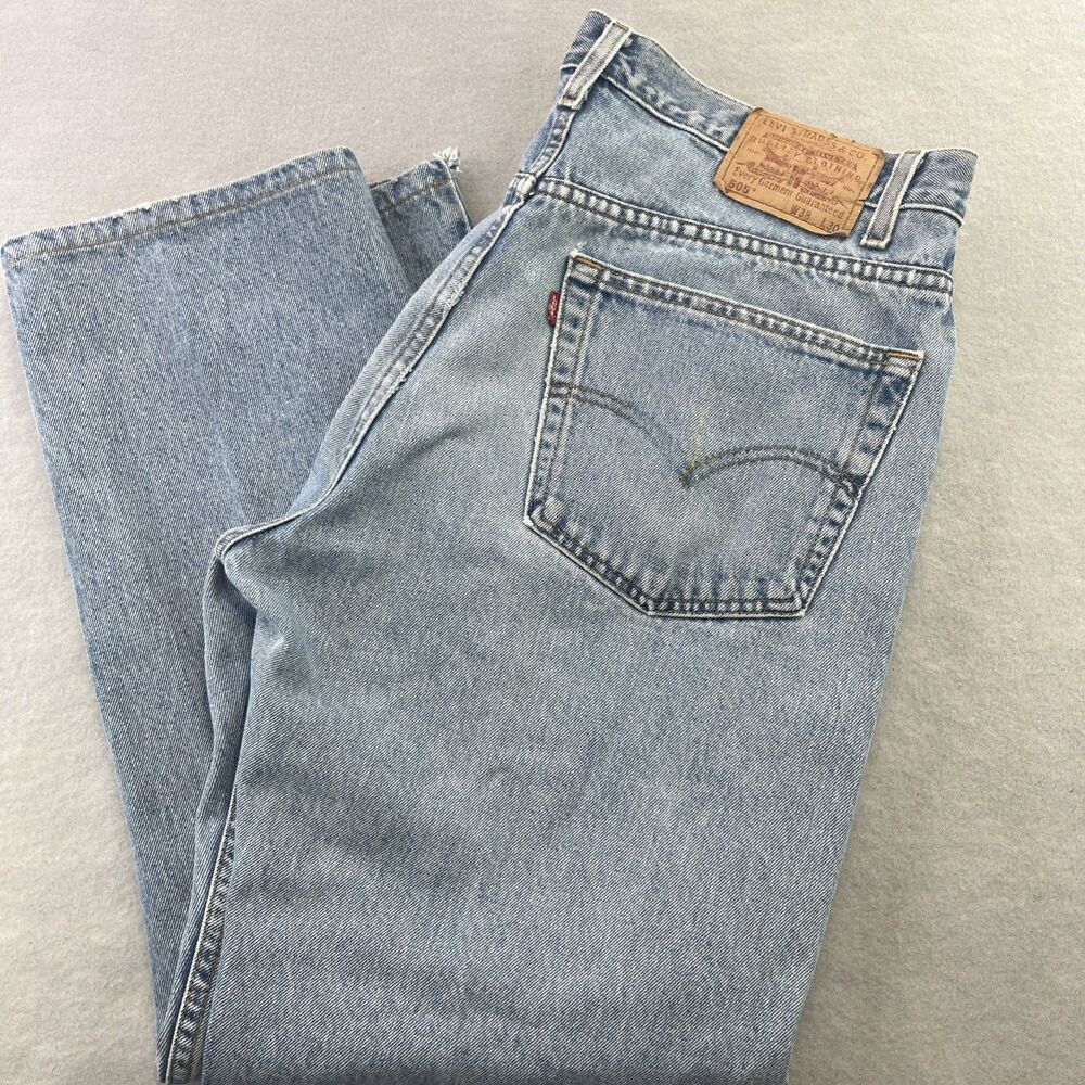 Levis 505 Jeans Mens 38x30 Light Wash Regular Fit Straight Leg Denim Vintage 90s